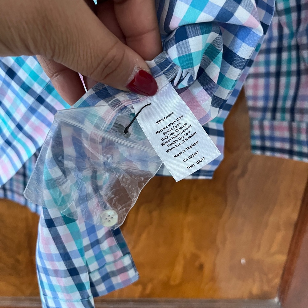 Talbots Multicolor Plaid Ruffle V-Neck Blouse - Picture 4 of 4